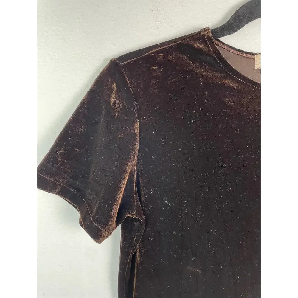 J.Crew Velvet Y2K Dress‎ Womens Small Brown Short Preppy Academia Mini Dress